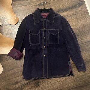 SOLD 
Navy Blue Suede Western shirt/jacket